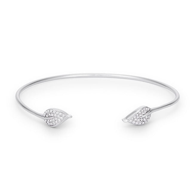 Trendy Rhodium Bracelet with Clear Cubic Zirconia Accents