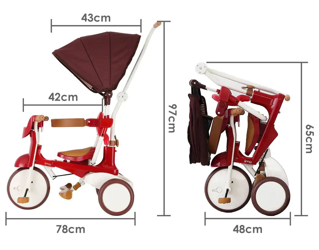 Tricycle pliable avec auvent iimo 3-in-1